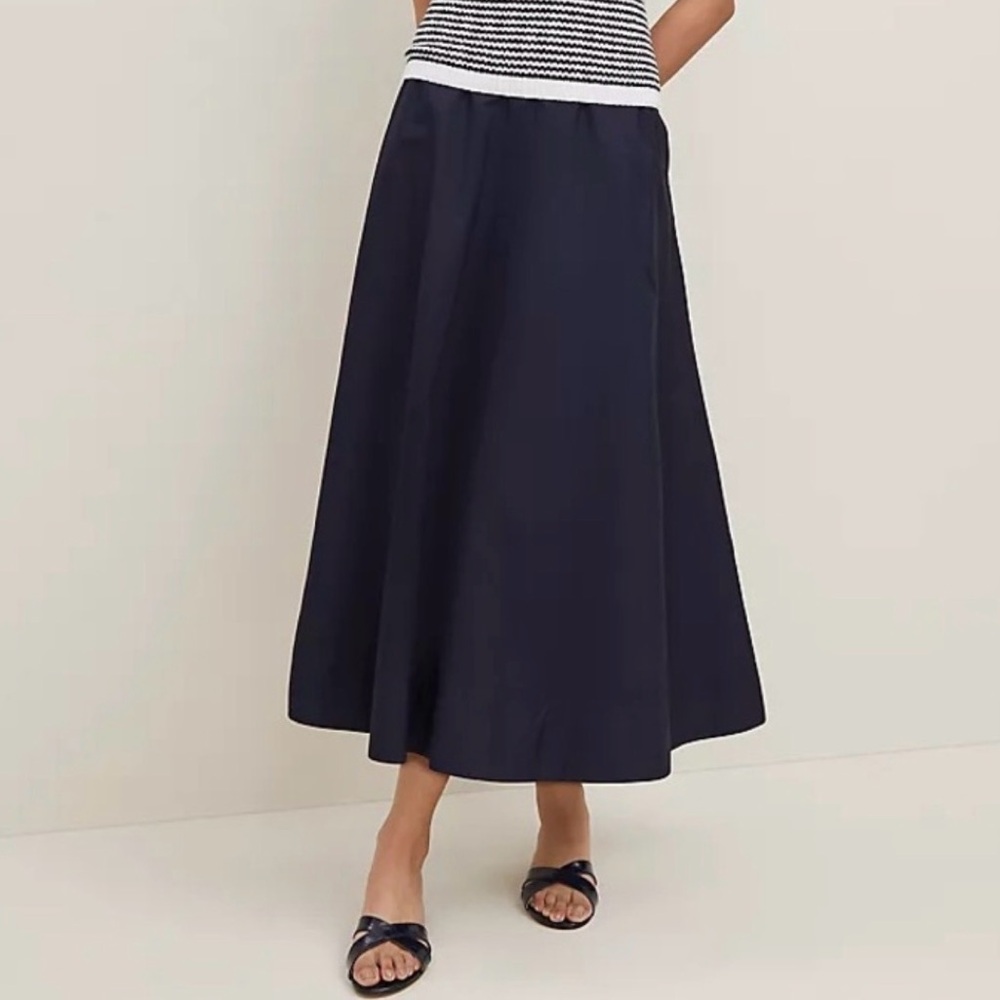 Ann Taylor NWT Black 100% Cotton A-line Maxi Skirt Size 12